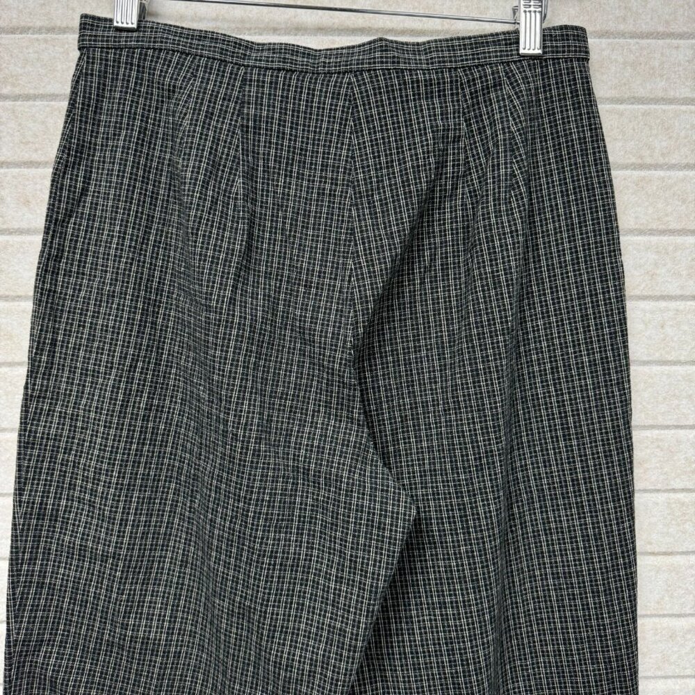 Talbots High-Waisted Tattersall Plaid Work Pants Black/White Size 12P - Picture 5 of 14